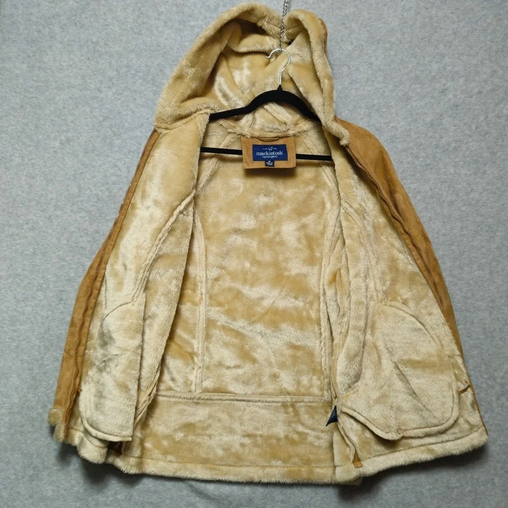 MACKINTOSH Womens Medium Hooded Faux Shearling Zip Jacket Cozy Lined Winter Coat
